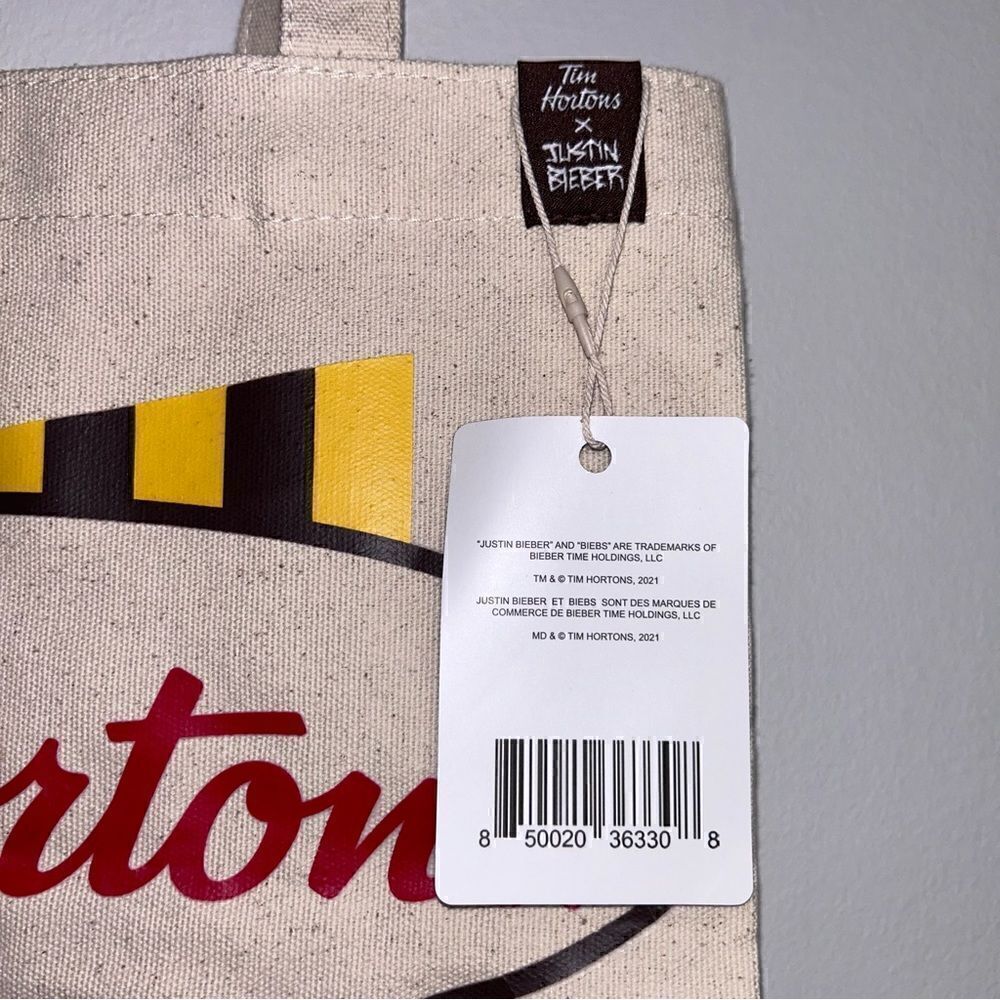 Tim Horton’s x Justin Bieber Biebs Canvas Reusable Shopping Tote Bag - Picture 2 of 5